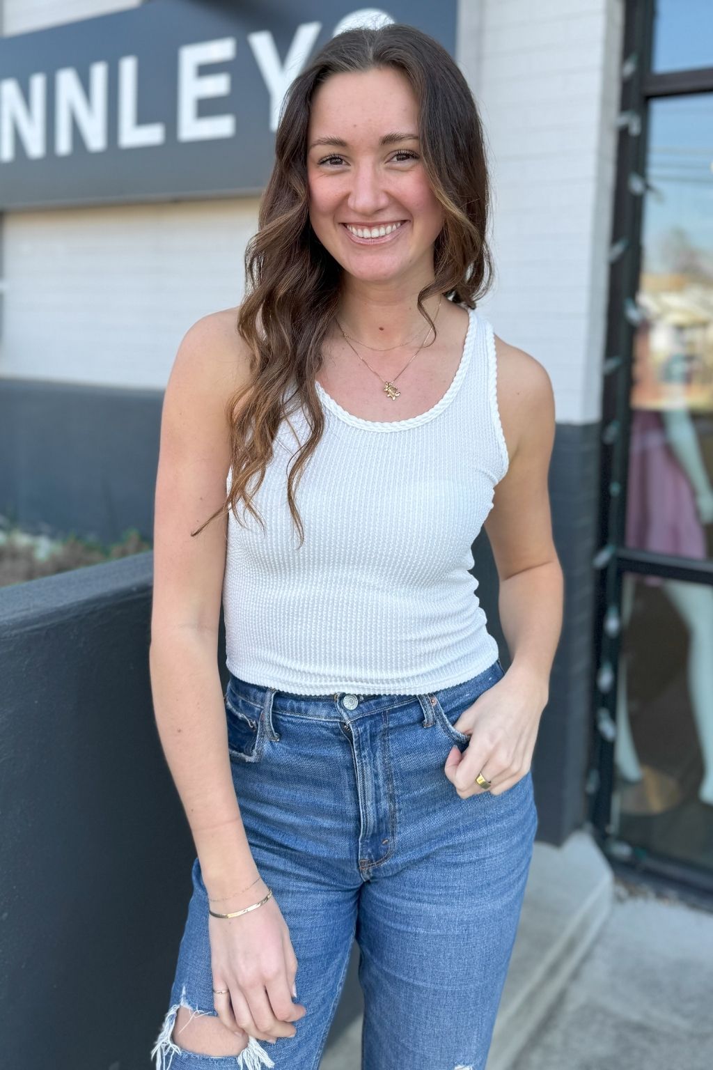 Ribbed Cropped Top White