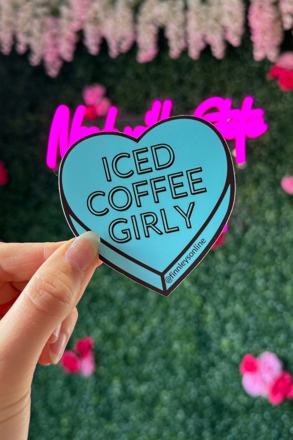 Iced Coffee Girly Candy Heart Sticker
