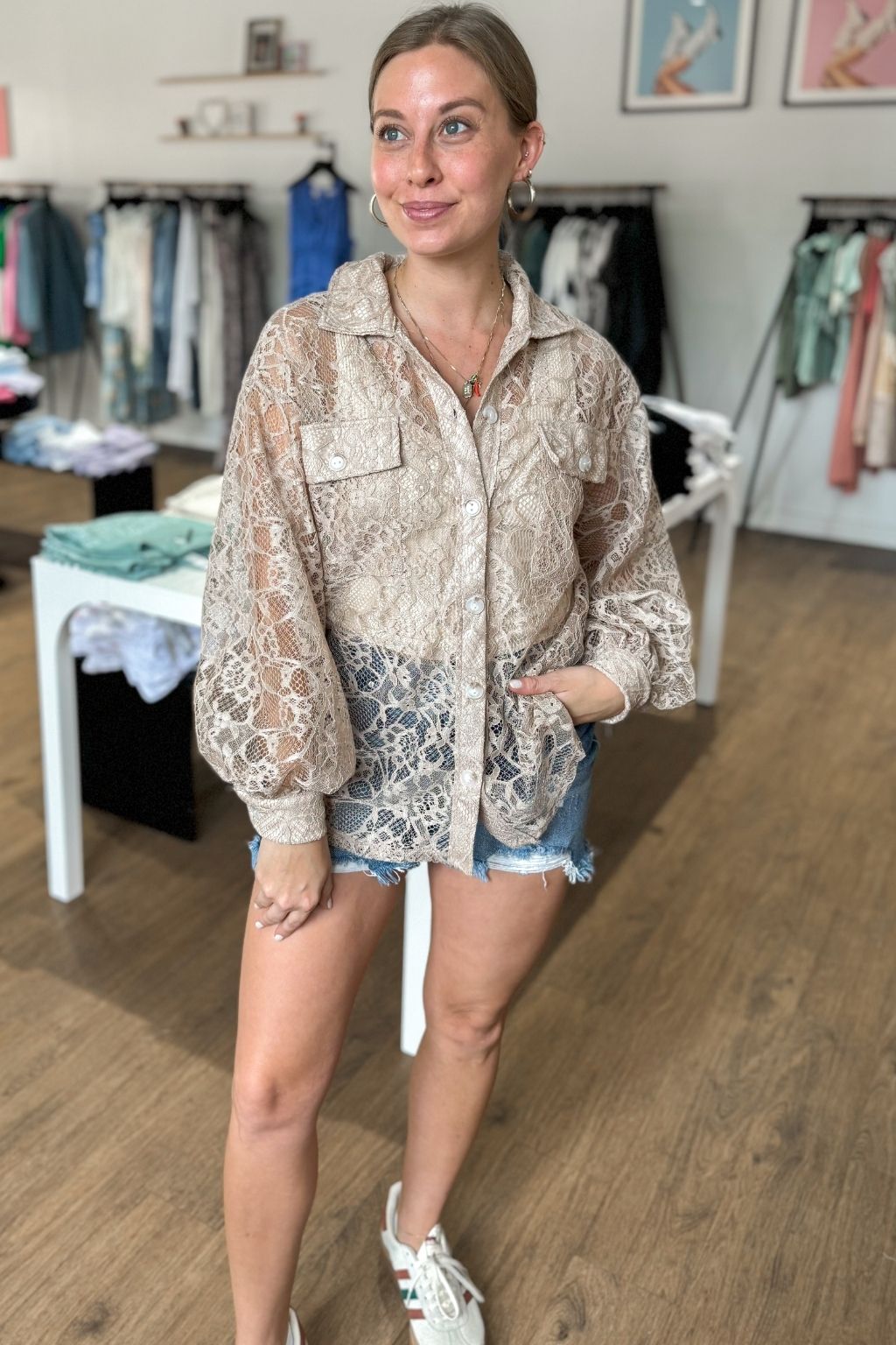 Lace Button Up Top