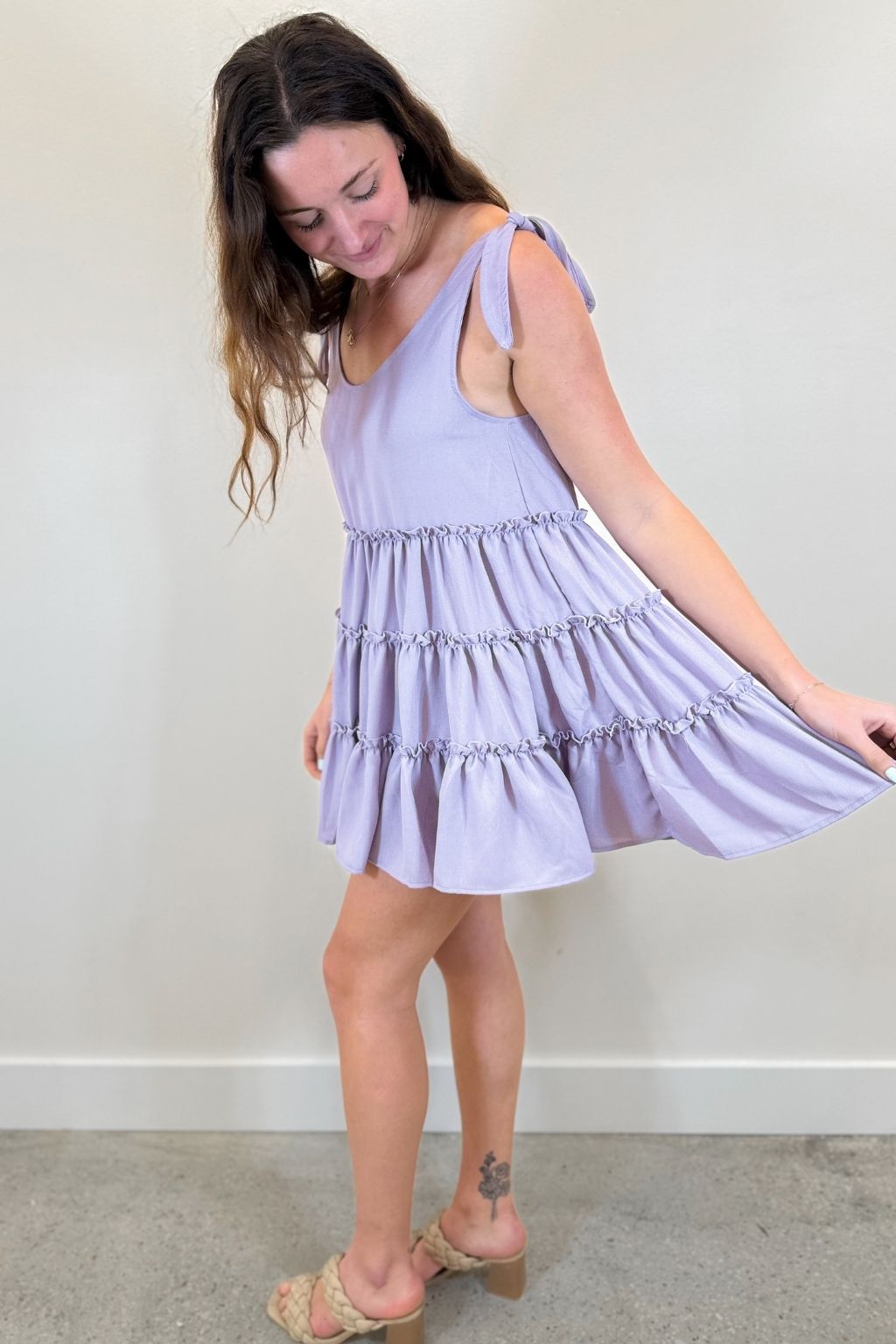 Babydoll Tiered Dress Lavender