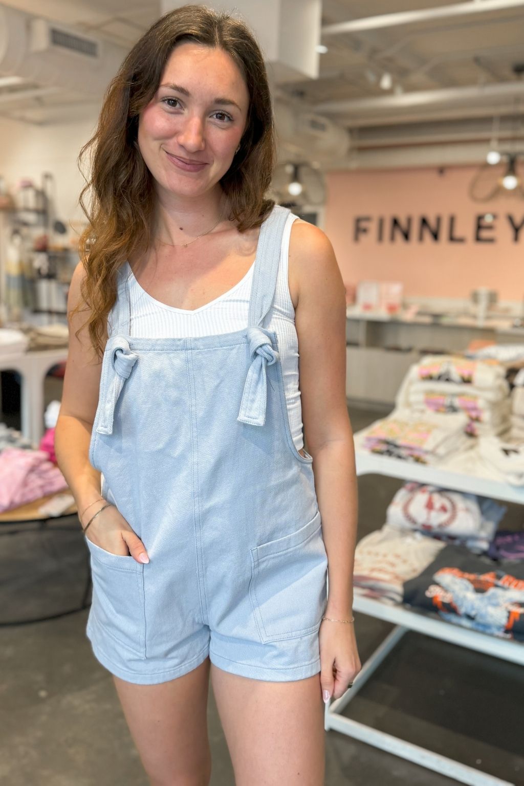 Washed Cotton Overall Shorts