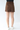 Faux Suede Yoke Mini Skirt in Brown