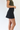 Faux Suede Yoke Mini Skirt in Black
