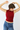 Mock Neck Ruched Red Top