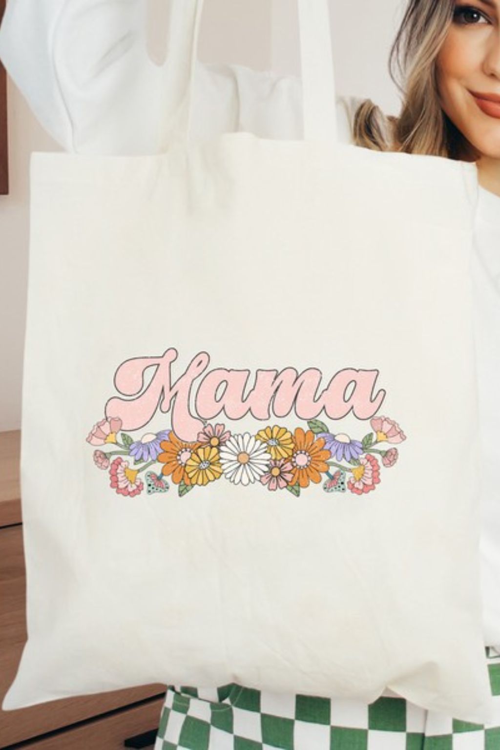 Mama Flowers Canvas Tote