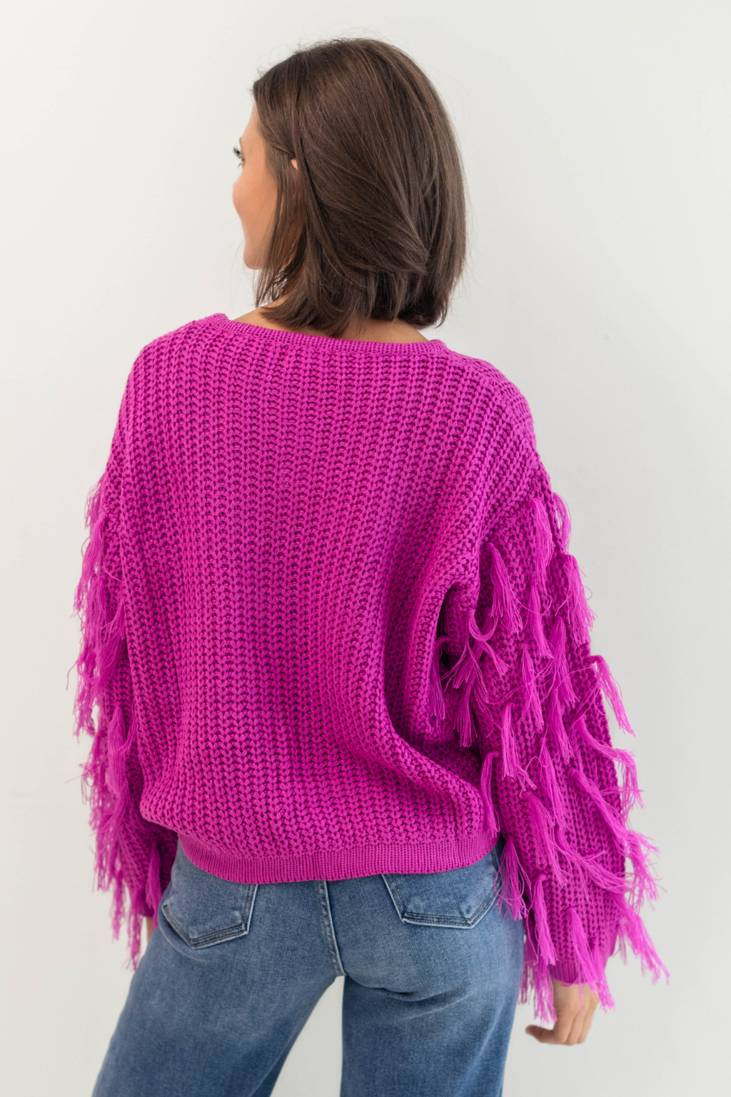 Tassel Sleeve Knit Sweater