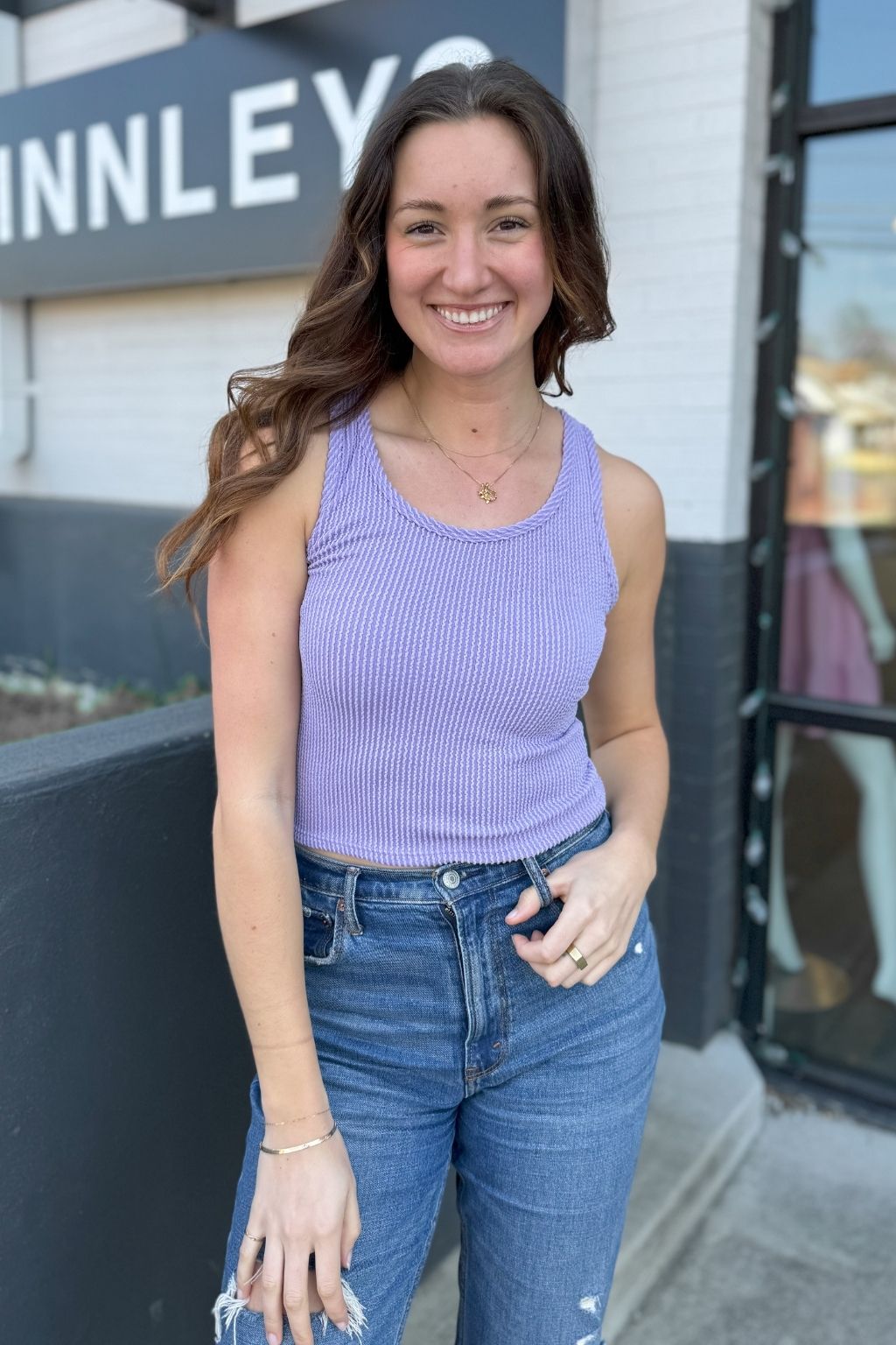 Ribbed Cropped Tank Purple