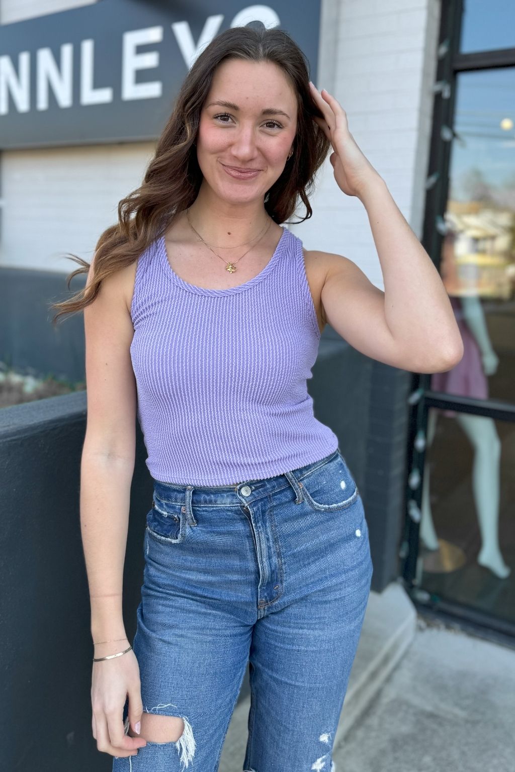 Ribbed Cropped Tank Purple