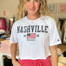 Nashville tennessee flag americana boyfriend style cropped graphic t-shirt in white
