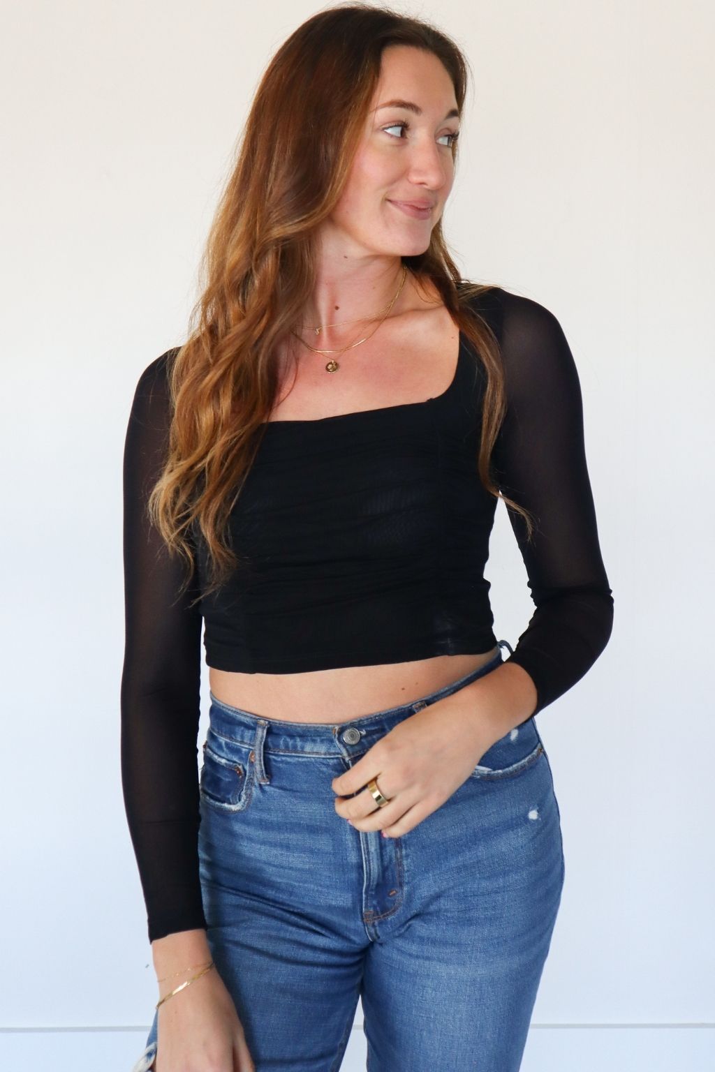Ruched Square Neck Crop Top