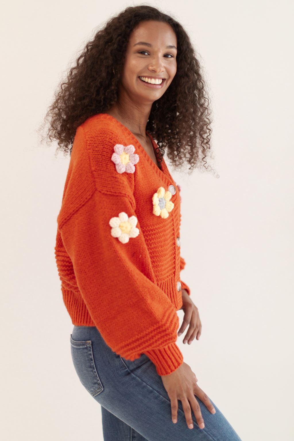 Flower Patch Crochet Button Cardigan