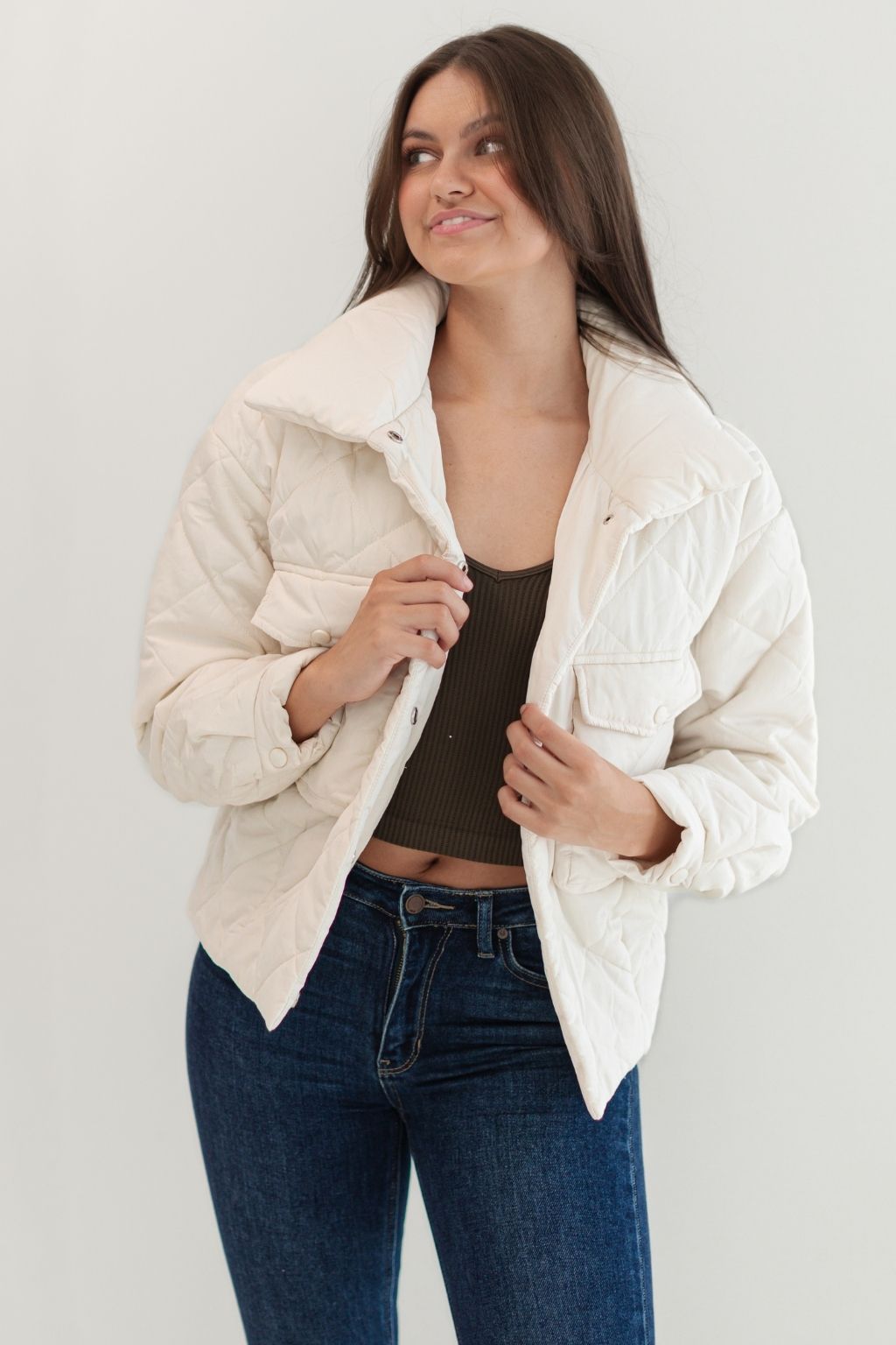 Quilted Padded Jacket Cream