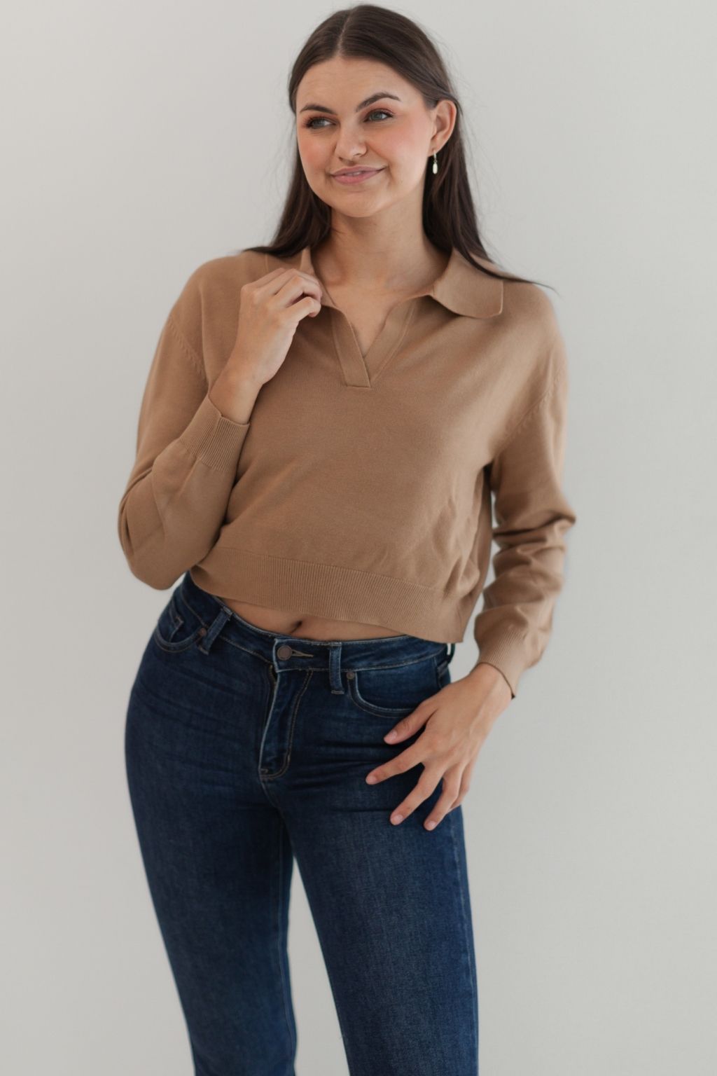 Cropped Polo Sweater