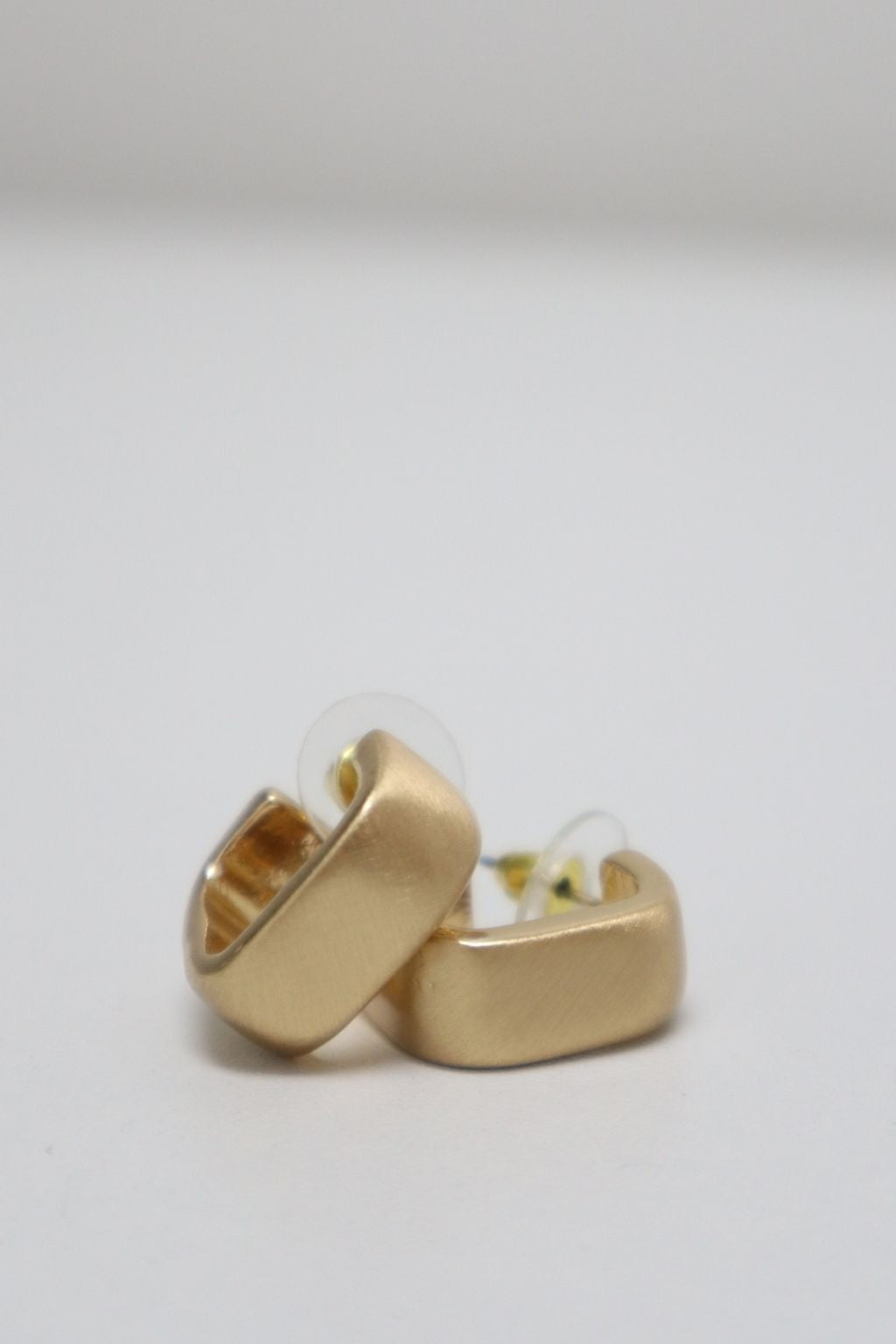Matte Gold Square Huggie Earrings
