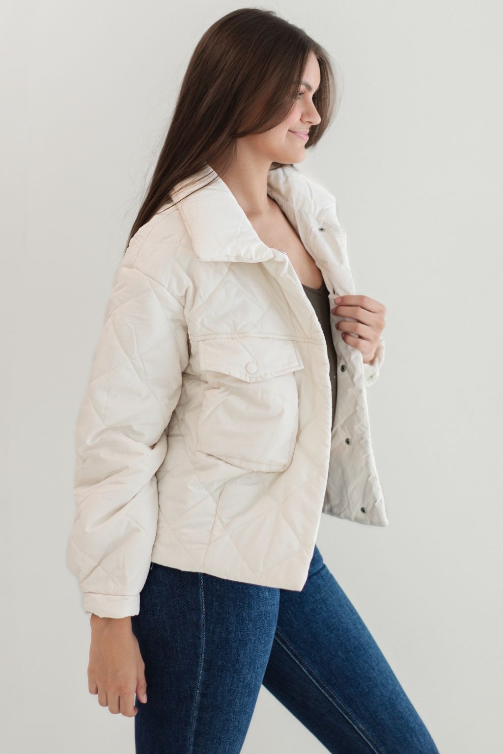 Quilted Padded Jacket Cream