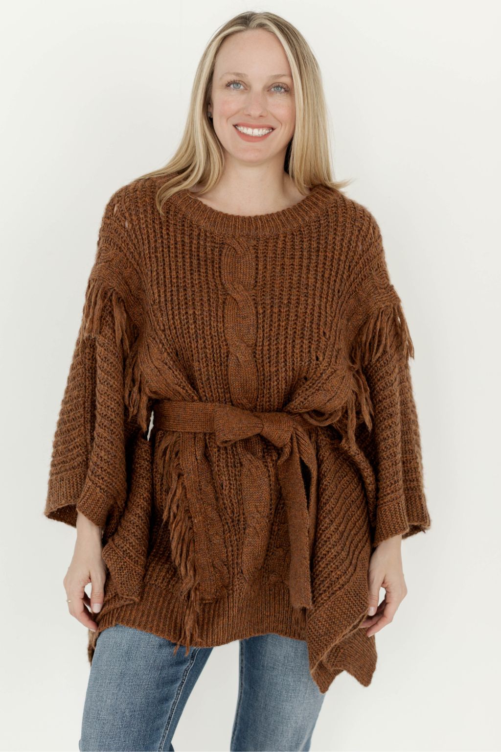 Fringe Poncho Camel