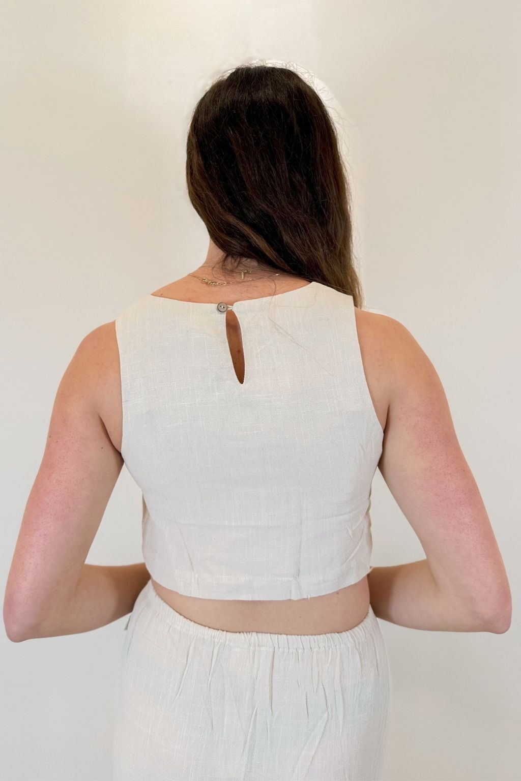 Sleeveless Square Neck Crop Top Natural