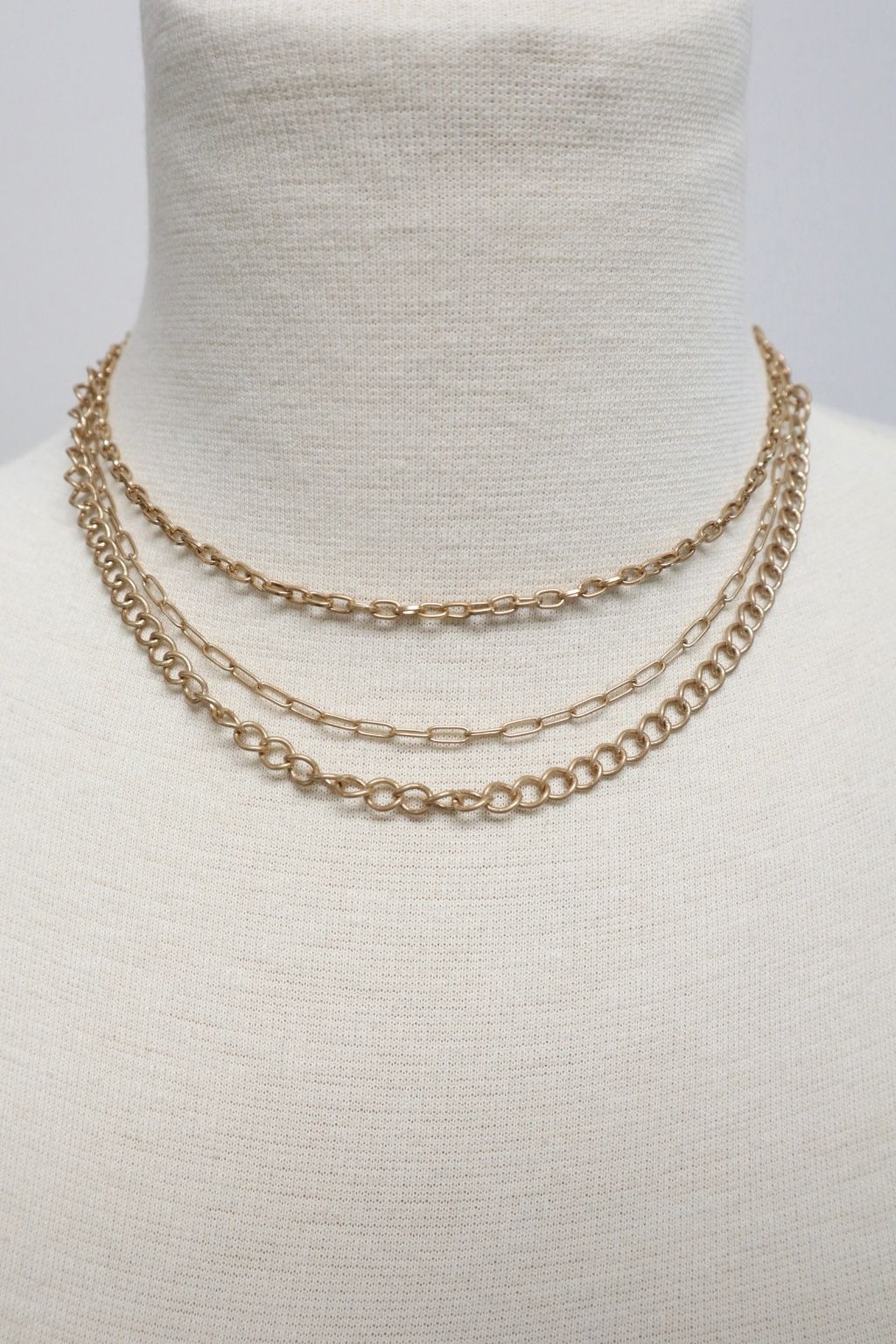 Layered Chain 3-Piece Necklace Gold