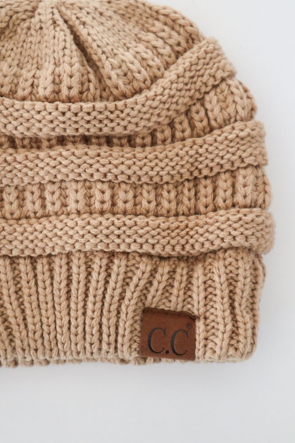 CC Knit Beanie Hat Dark Camel