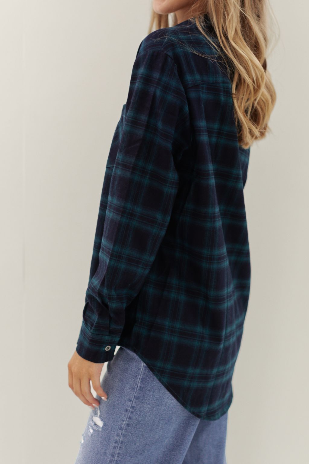 Plaid Button Up Top Green