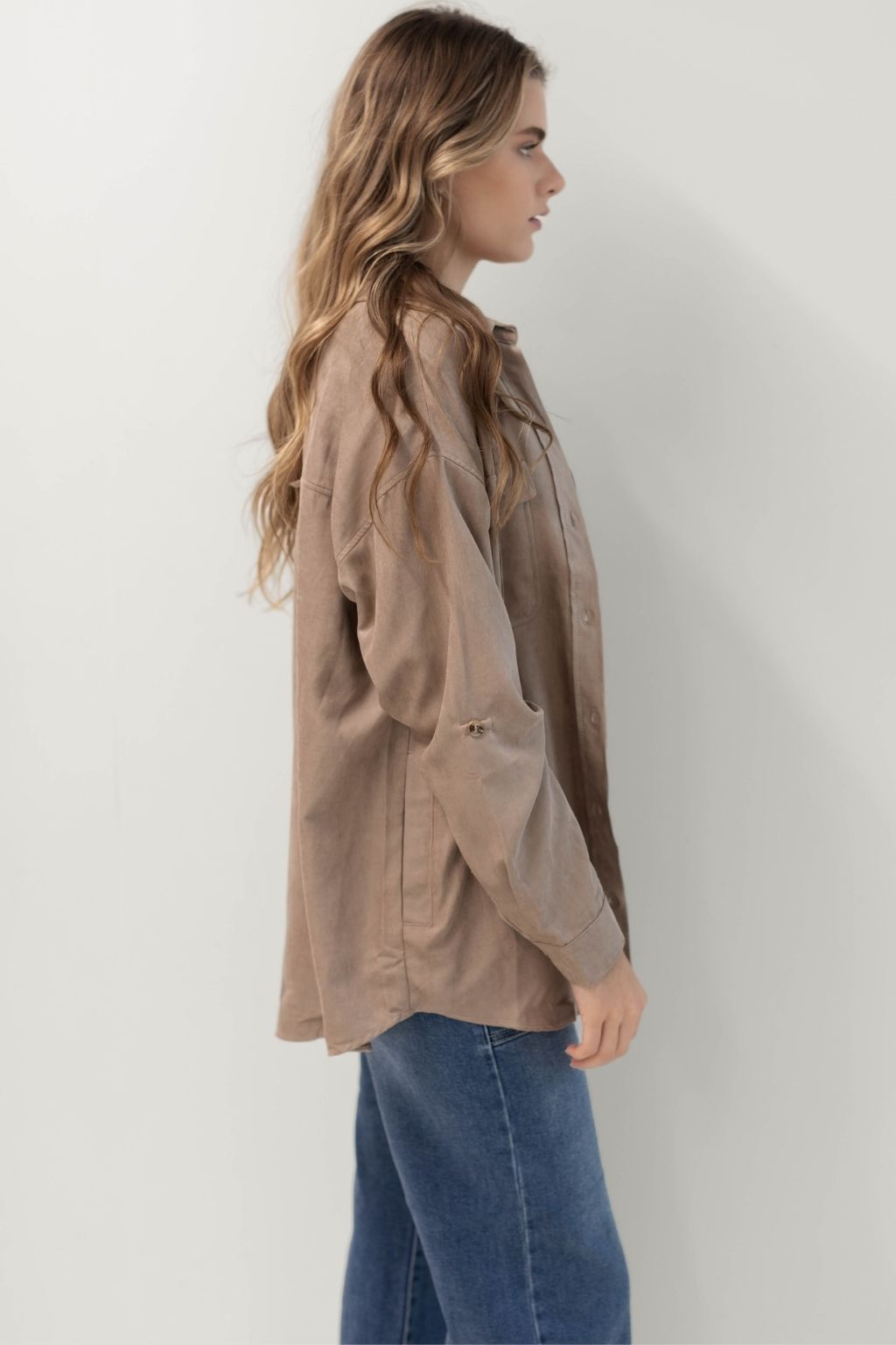 Button Down Two Pocket Shirt Taupe