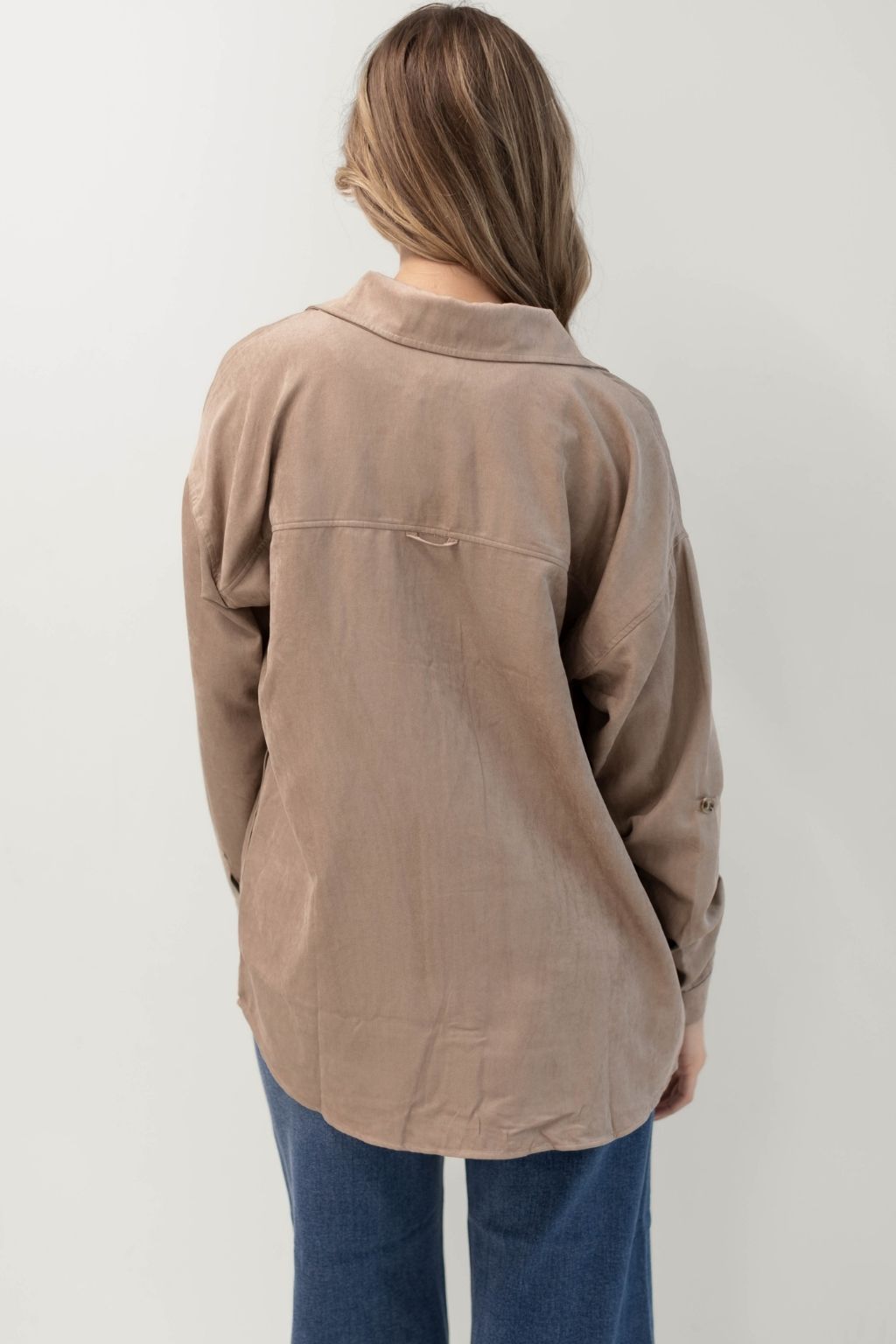 Button Down Two Pocket Shirt Taupe