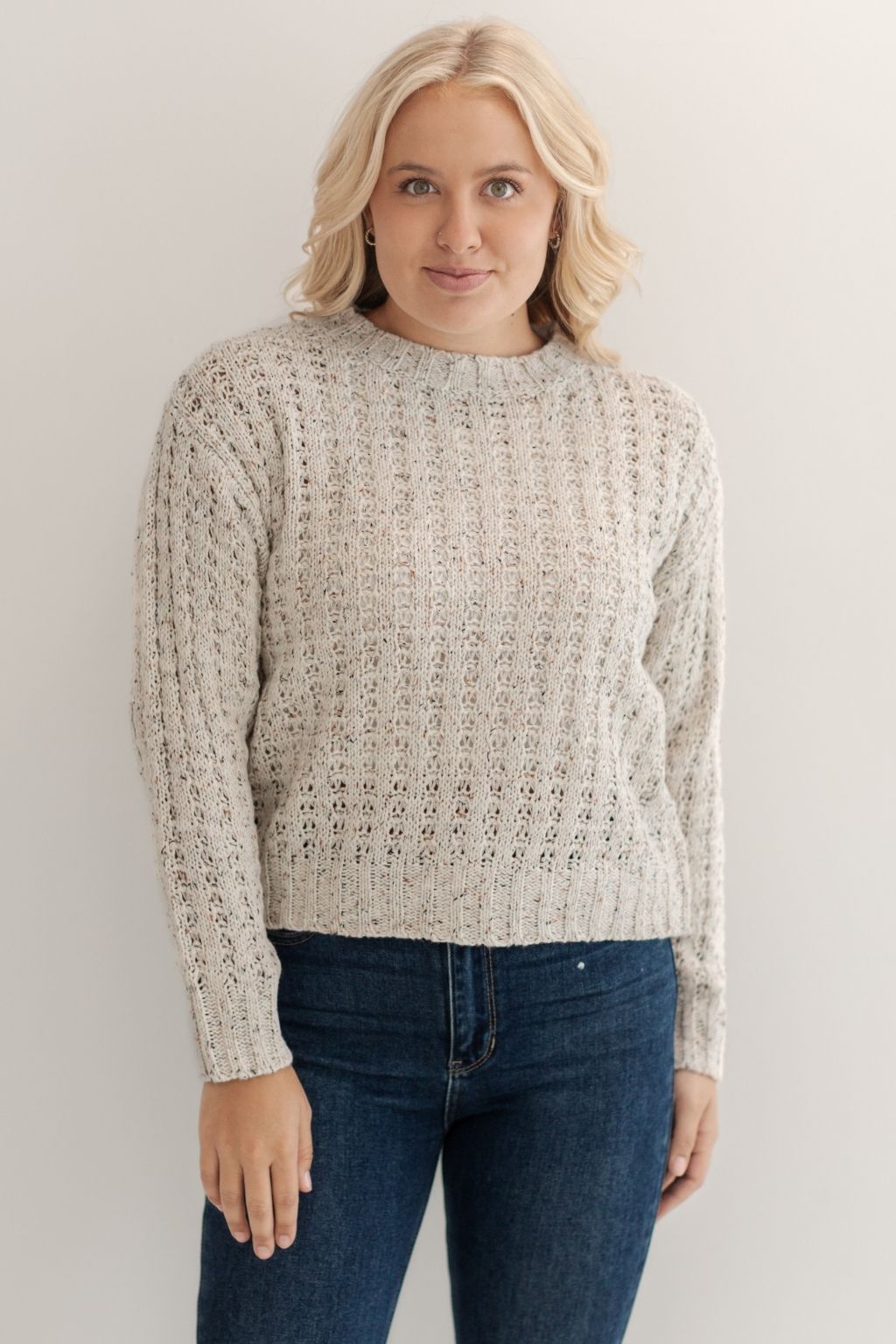 Marled Yarn Crewneck Sweater