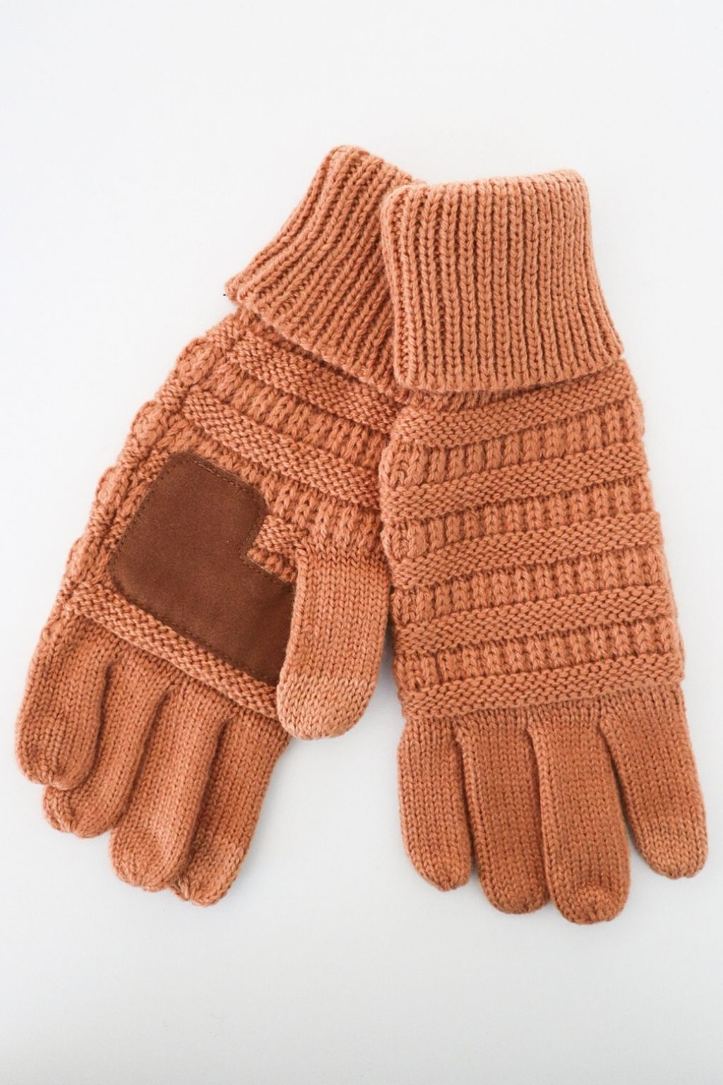 CC Cable Knit Gloves Almond