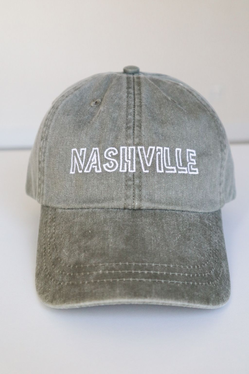 Nashville Embroidered Baseball Cap Olive