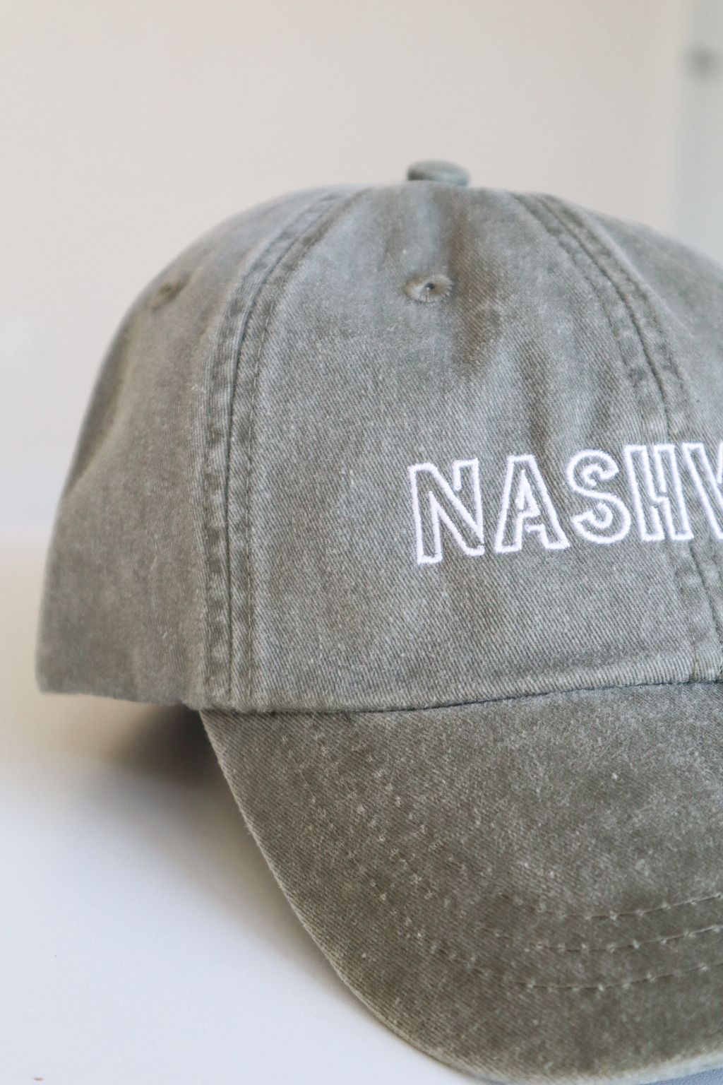 Nashville Embroidered Baseball Cap Olive