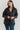 Distress Denim Shacket In Black