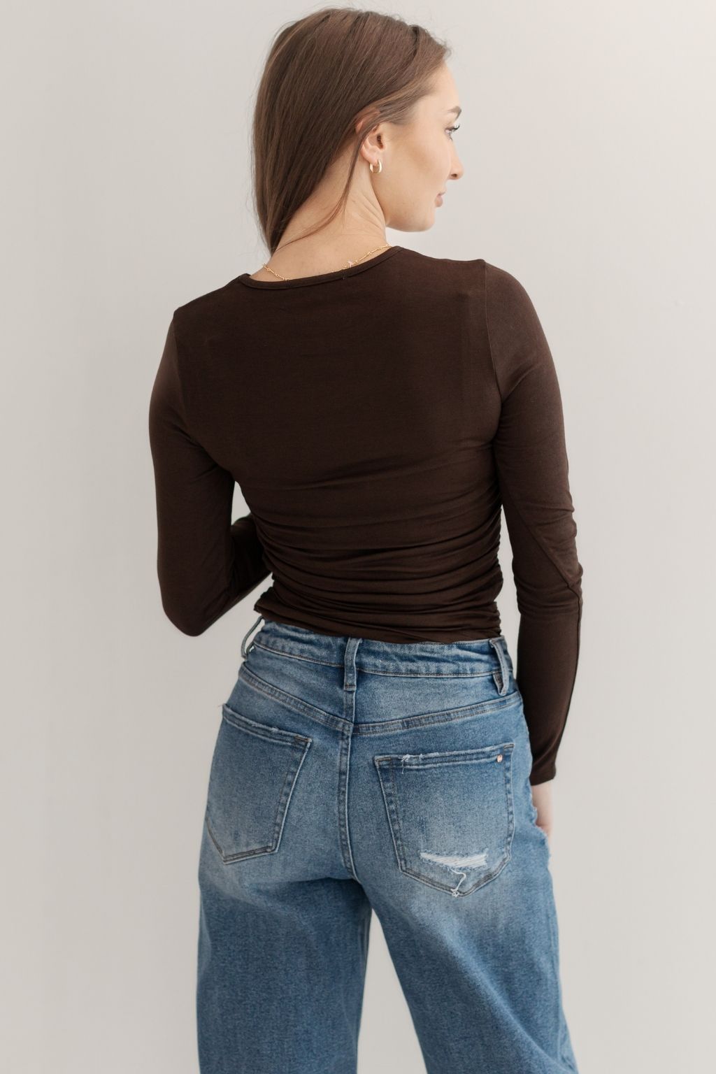 Ruched Side Long Sleeve Top