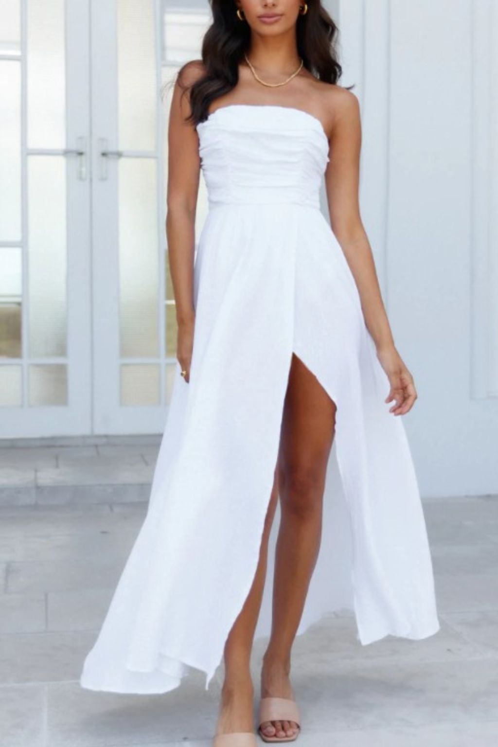 Ruched Strapless Maxi Dress