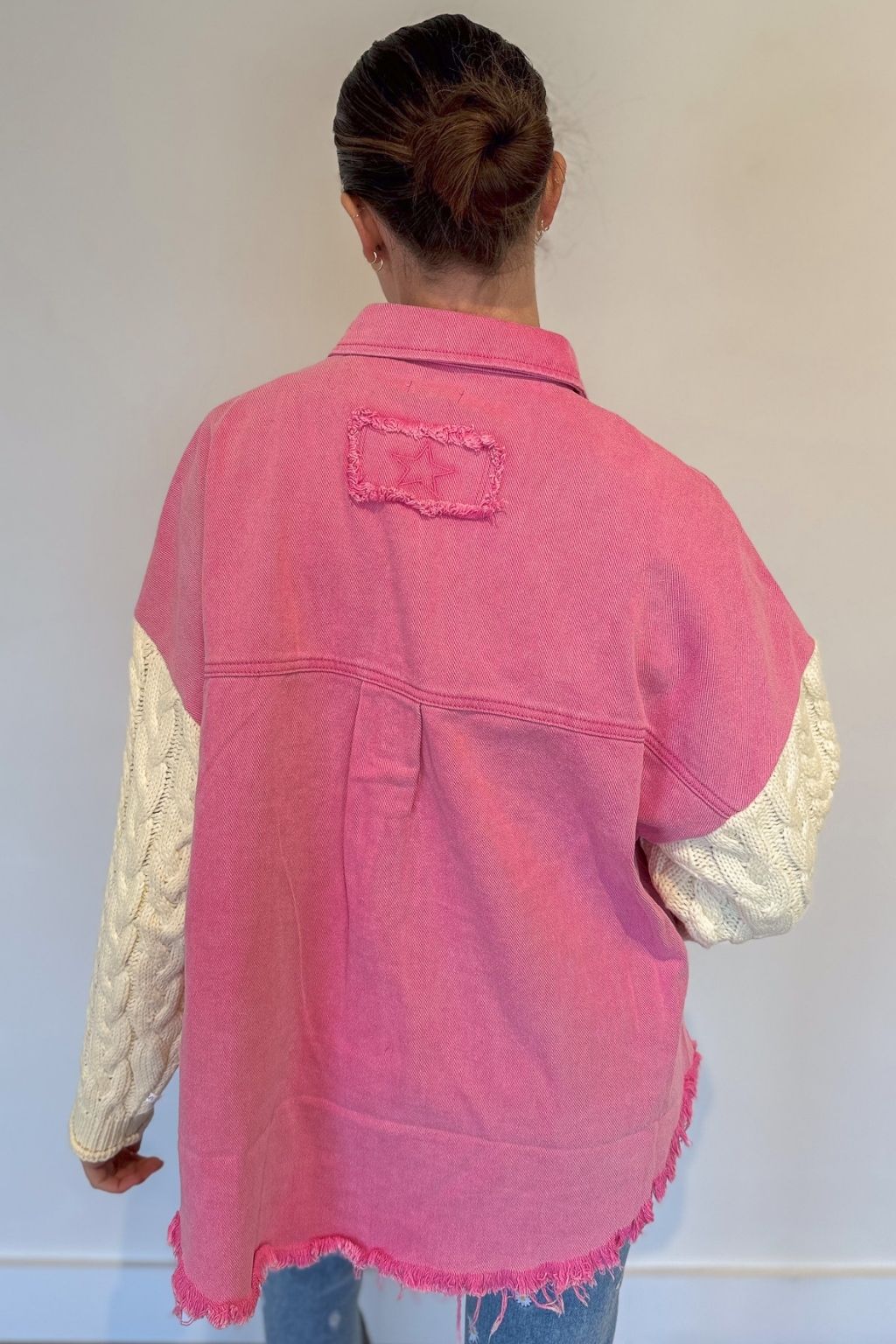 Sweater Sleeve Shacket Pink