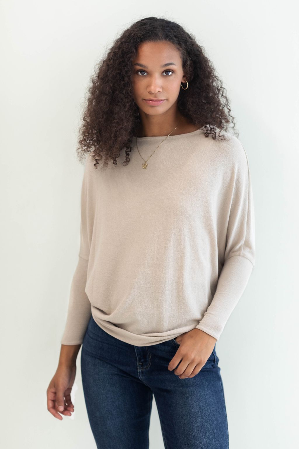 Crepe Dolman Top Taupe