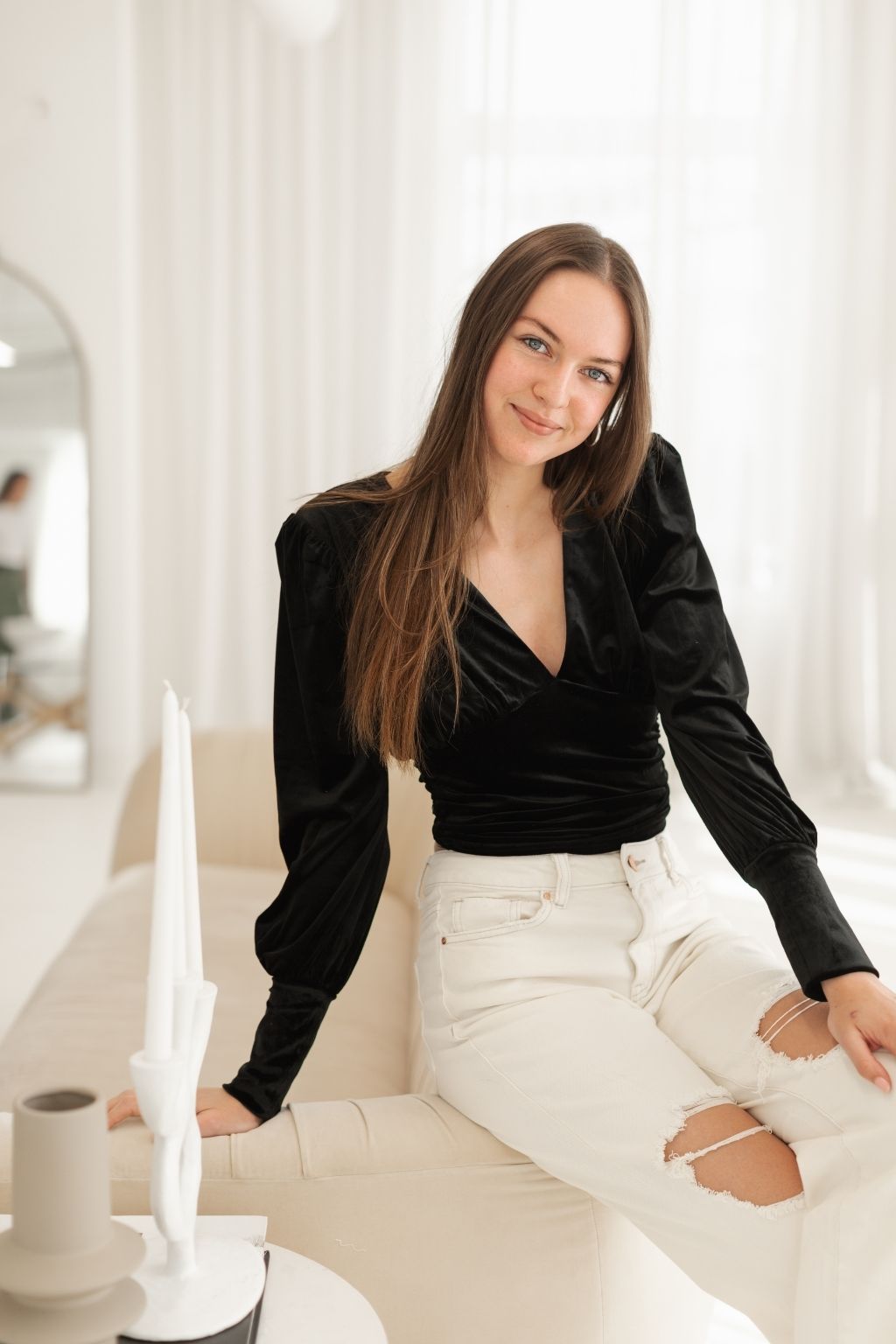 Puff Sleeve Velvet Top