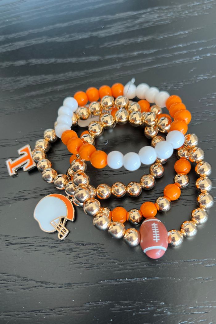 orange white gold tennessee football charm bracelet set