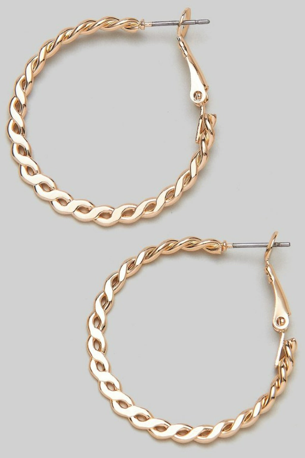 Flat Link Chain Hoop Gold