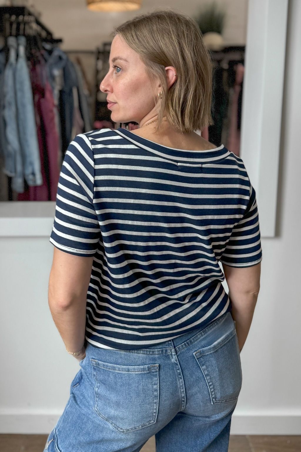 Short Sleeve Soft Striped Top