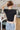 ribbed knit crop top short sleeve snap button black