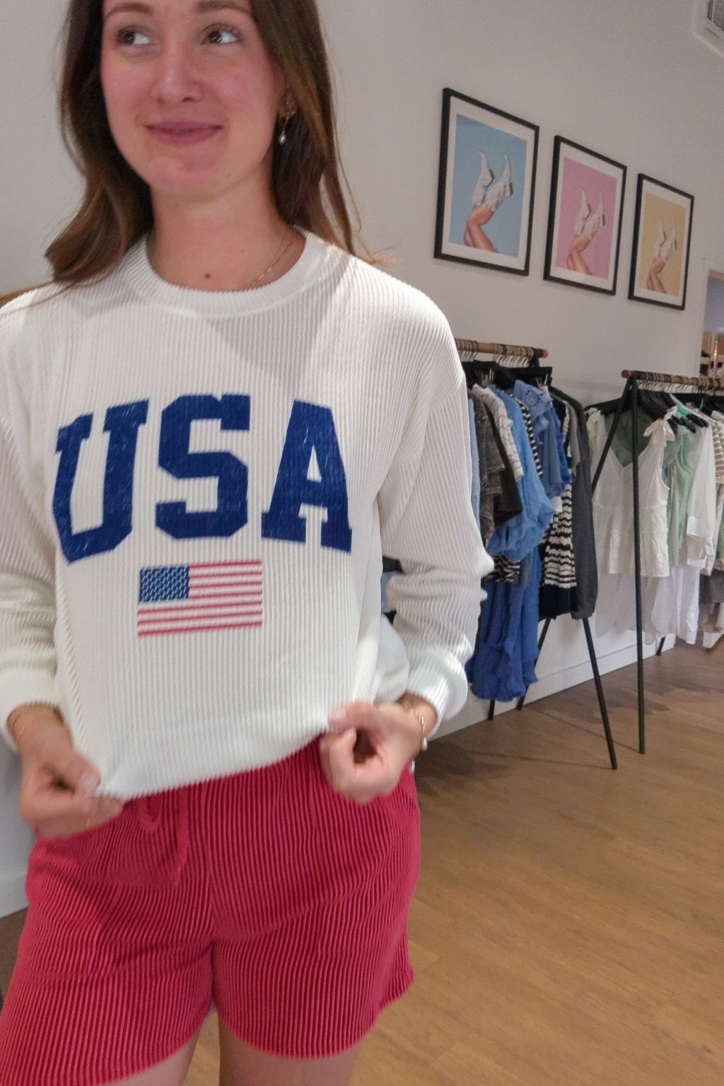 Ribbed USA Graphic Sweatshirt