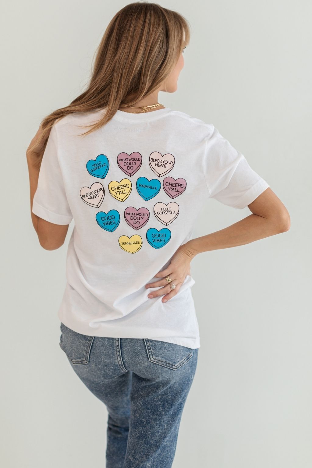 Candy Hearts Tee In White