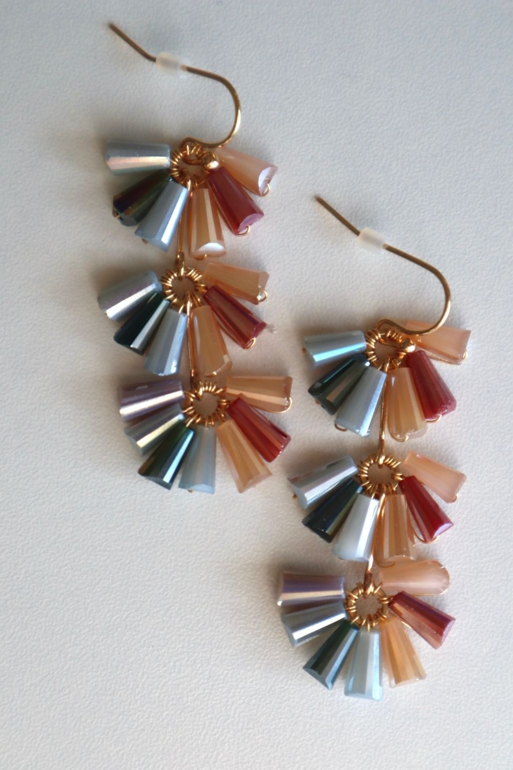 Tiered Glass Bead Drop Earrings