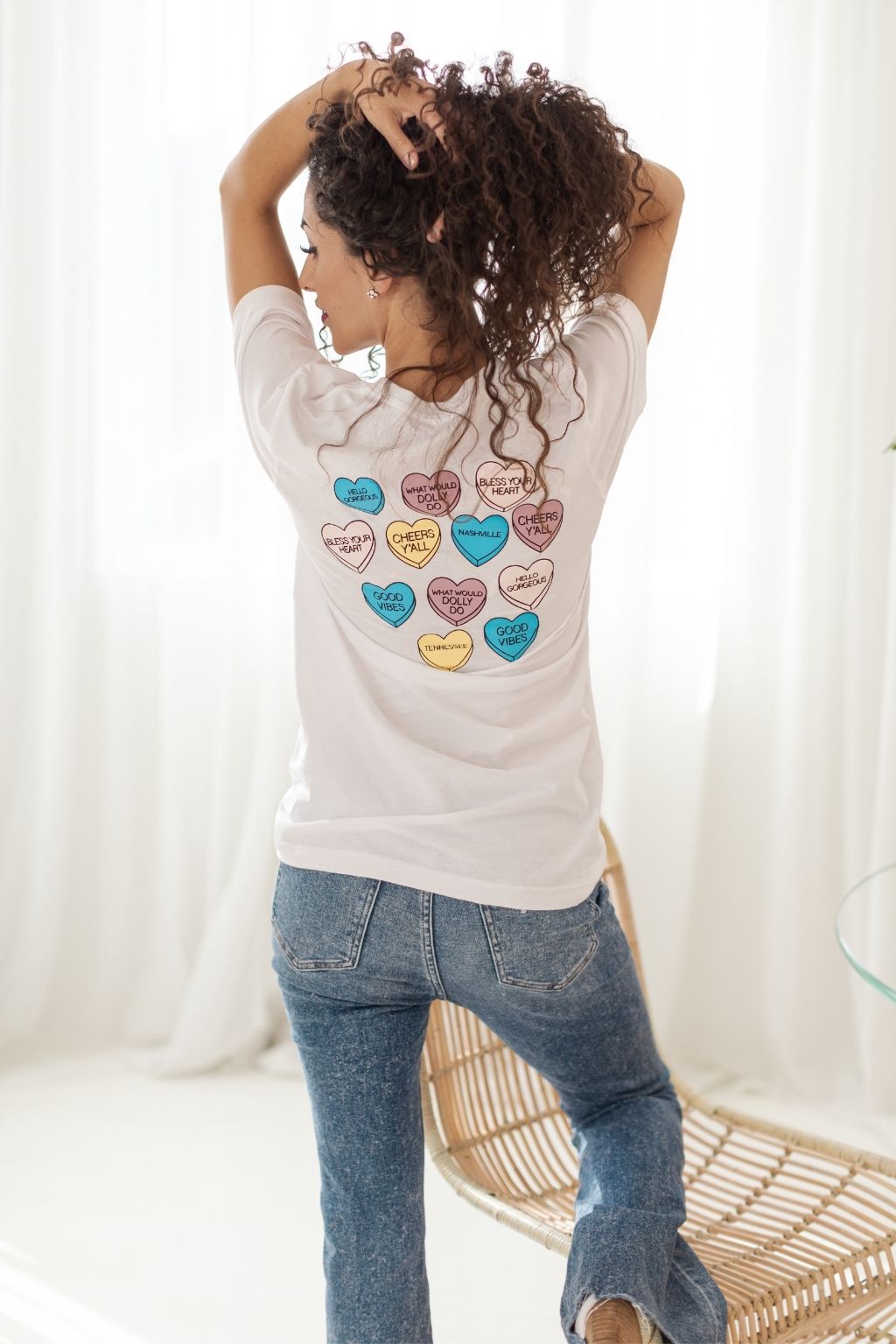 Candy Hearts Tee In White