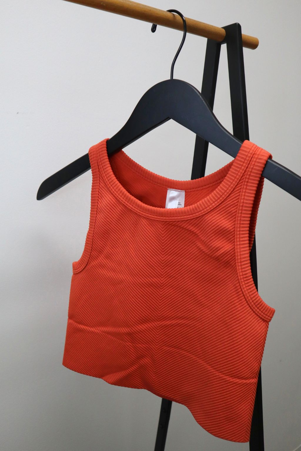 High Neck Rib Crop Tank Burnt Sienna
