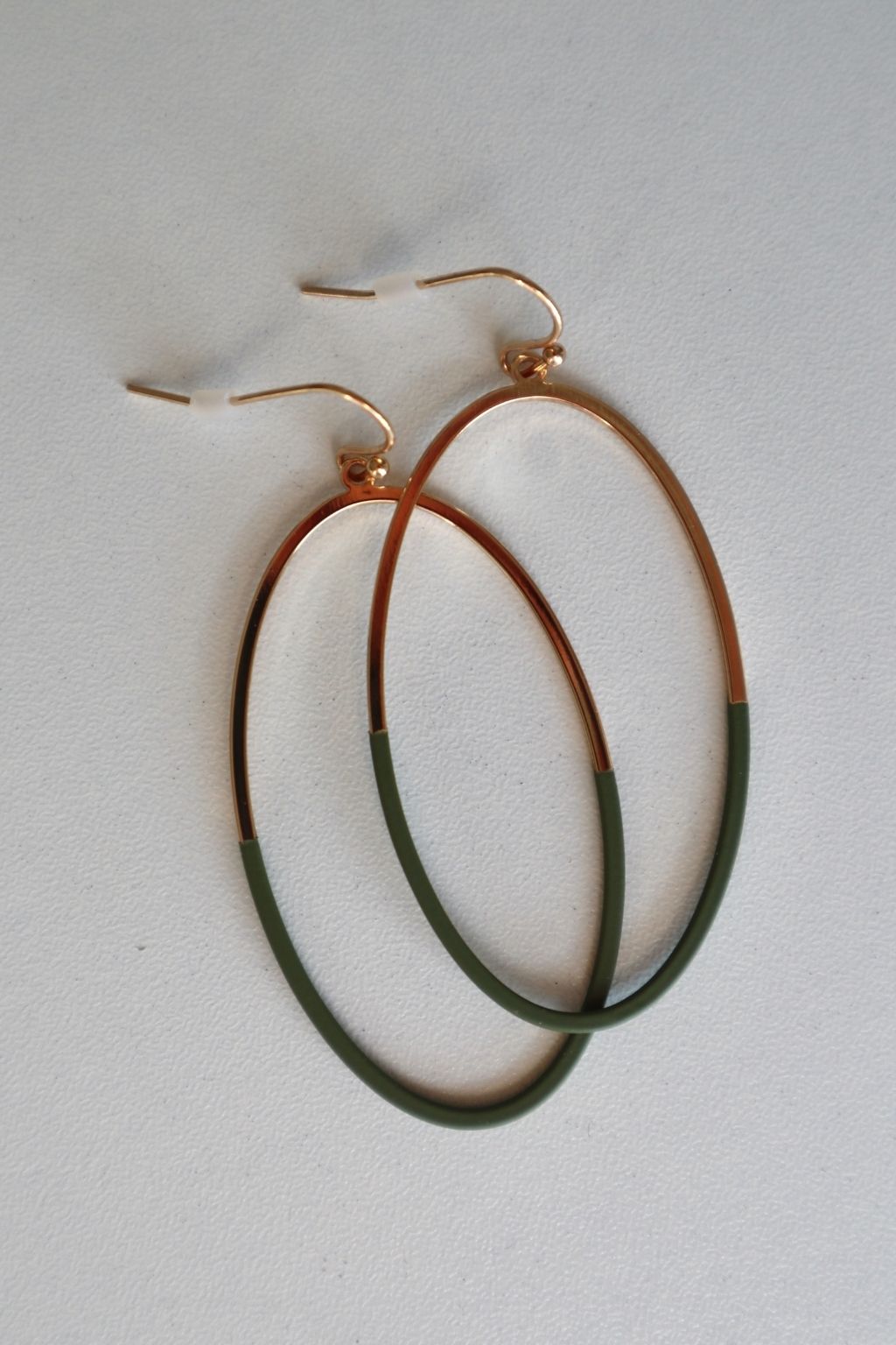Half Paint Oval Drop Earrings Olive