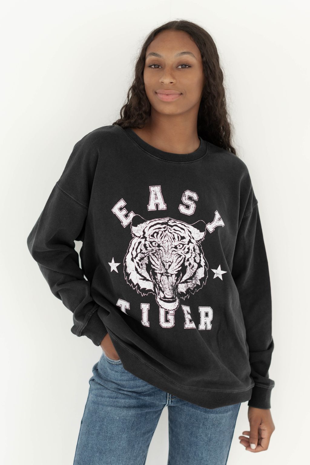 Easy Tiger Graphic Sweatshirt Charcoal Gray