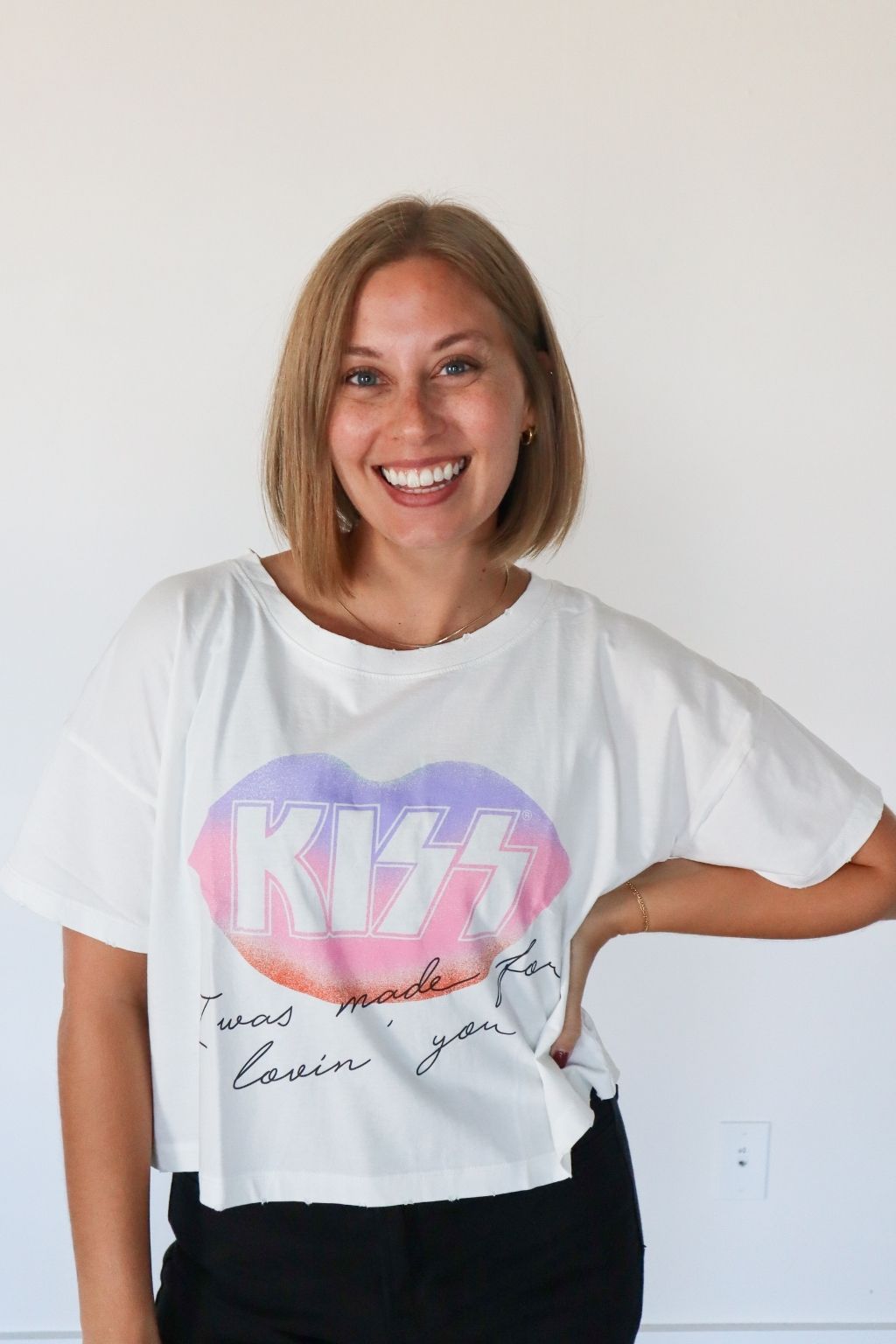 KISS Lovin' You Cropped Graphic T-Shirt