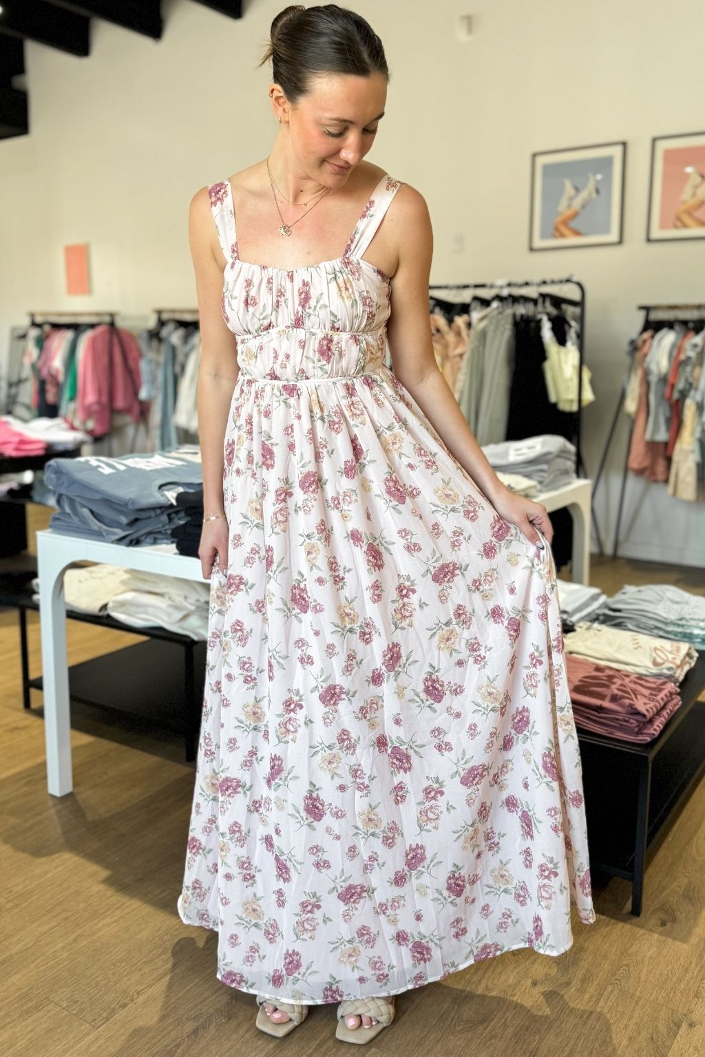 Floral Sweetheart Maxi Dress Pink