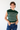 Round Neck Striped Crop Sweater in Green